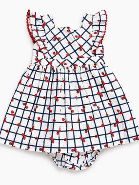 Bout'chou Tomatoes Shirred Dress and bloomer (Size: 2T) NWT